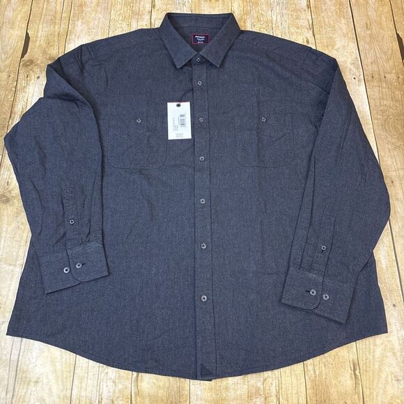 Untuckit 3XL Long Sleeve Button Down Shirt Regular Fit Hemsworth Charcoal NWT - Picture 2 of 8